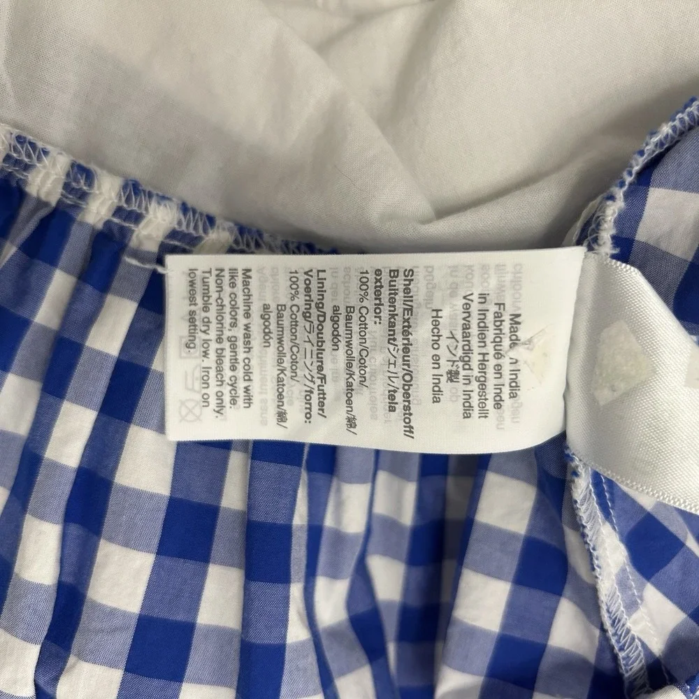 J. Crew Crewcuts Blue Gingham Dress‎ Tiered Ruffle Classic Size 8 French Picnic